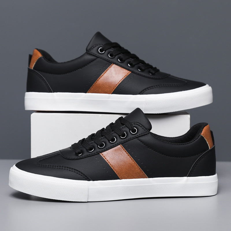 Men's leather sneakers with brown accents