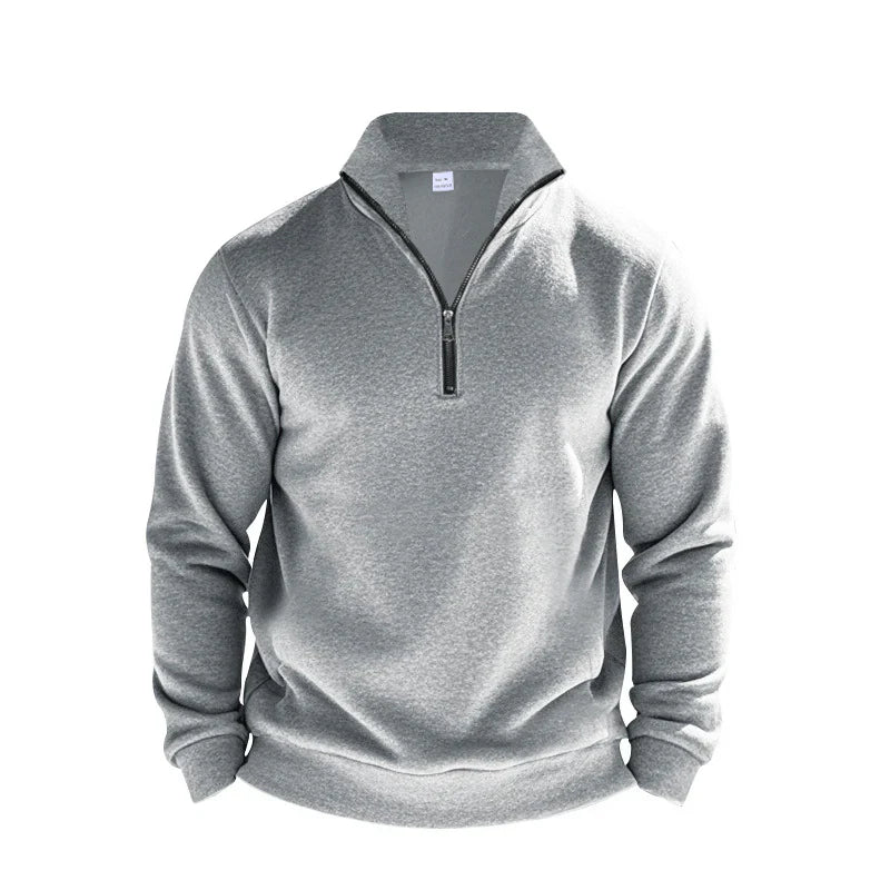Men’s Half-Zip Sweater – Brushed Knit – Mock Neck – Relaxed Fit – Ribbed Trim