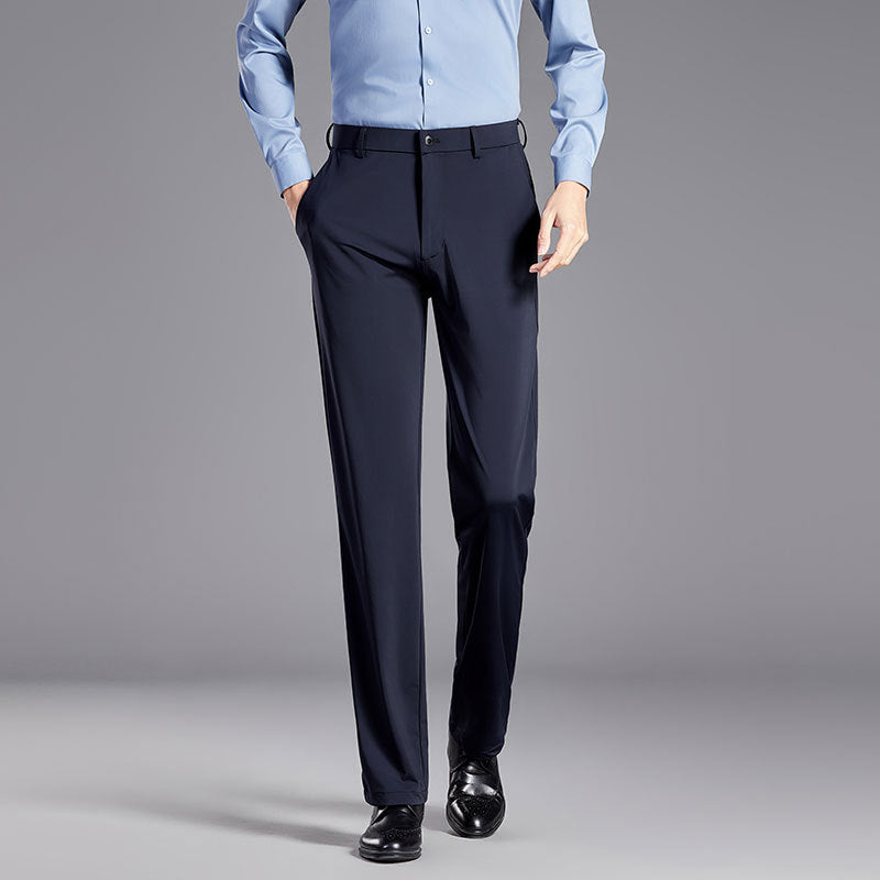 Men’s Trousers – Slim Fit – Silk Blend – Flat Front – Wrinkle-Resistant – Full Length