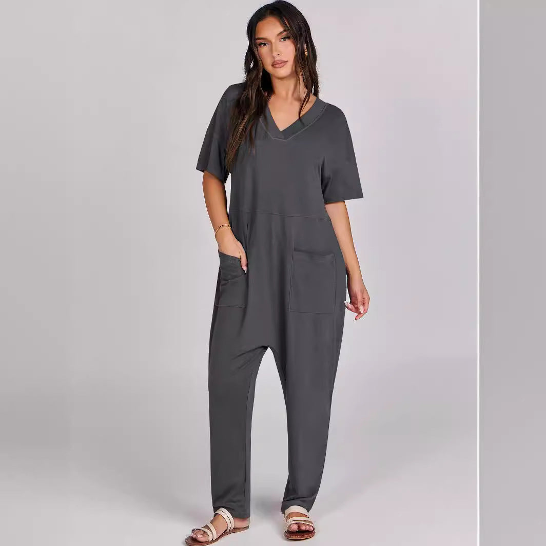 Charice - Classy Solid Color Pocket Jumpsuit