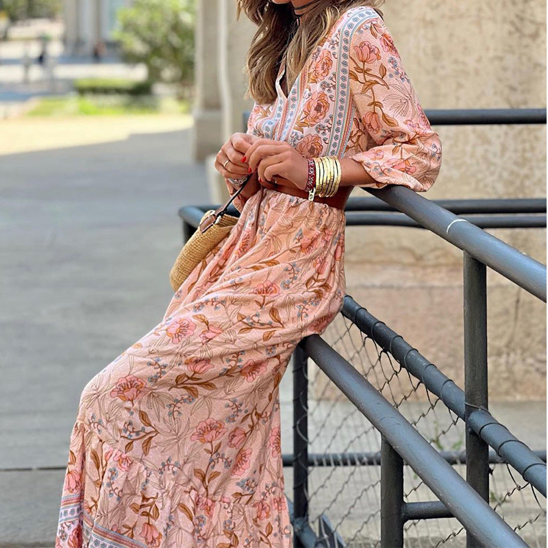 Eden - bohemian floral with belt dress