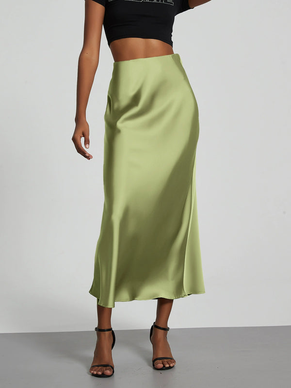 Luxe Glide Midi Slip Skirt