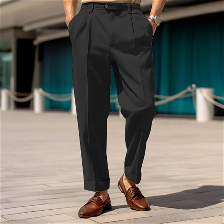 Men's casual straight cut trousers