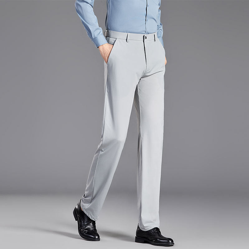 Men’s Trousers – Slim Fit – Silk Blend – Flat Front – Wrinkle-Resistant – Full Length