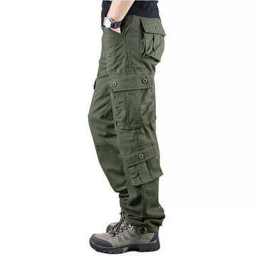Men’s Cargo Pants – Loose Fit – Cotton – Multi-Pocket Durable Utility Style
