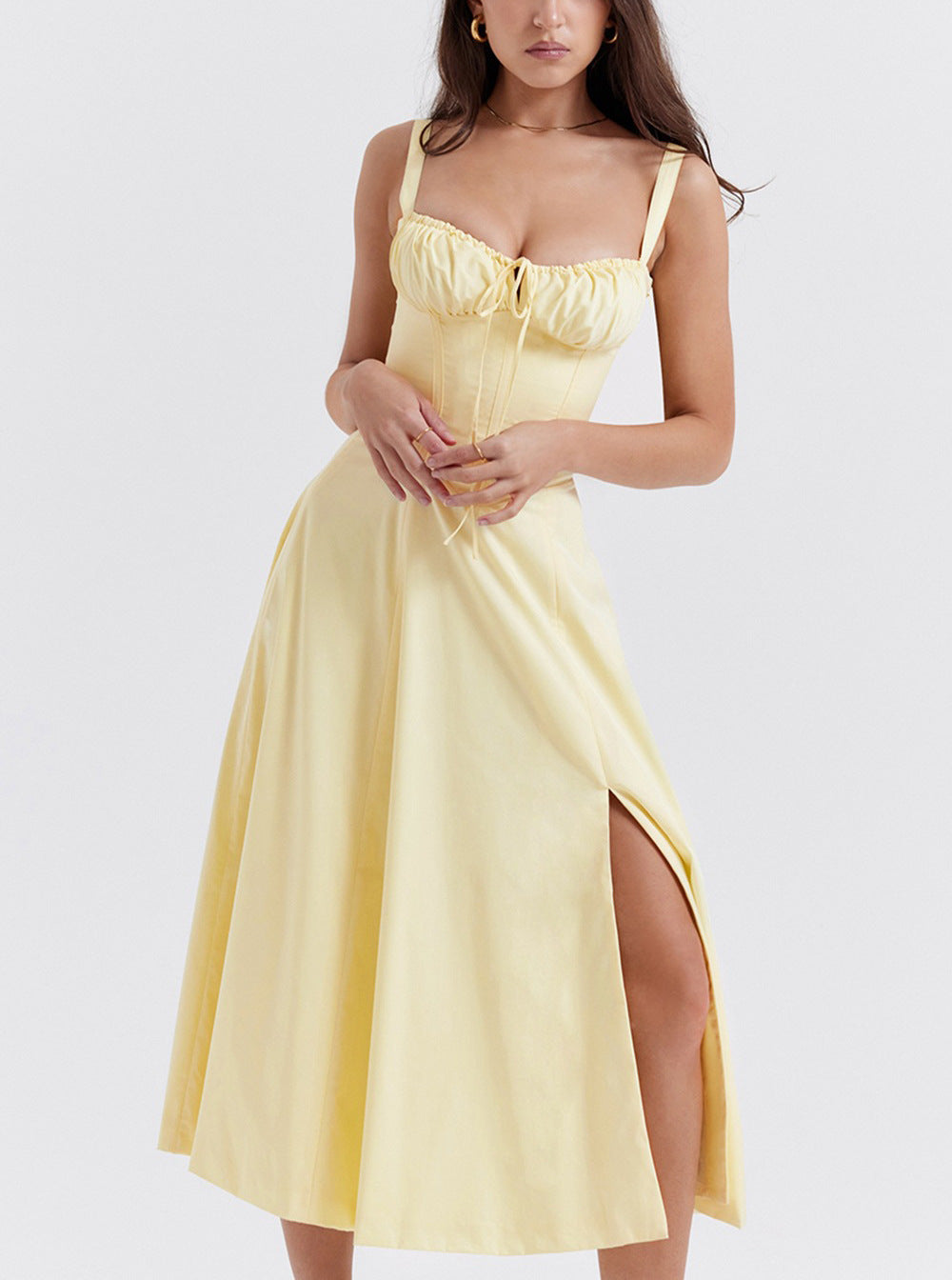 Nevaeh - corset-like slit midi dress