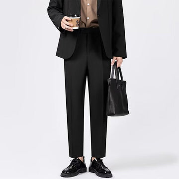 Men’s Tailored Trousers – Slim Fit – Ankle Length – Sharp Crease – Wool Blend Formal Pants