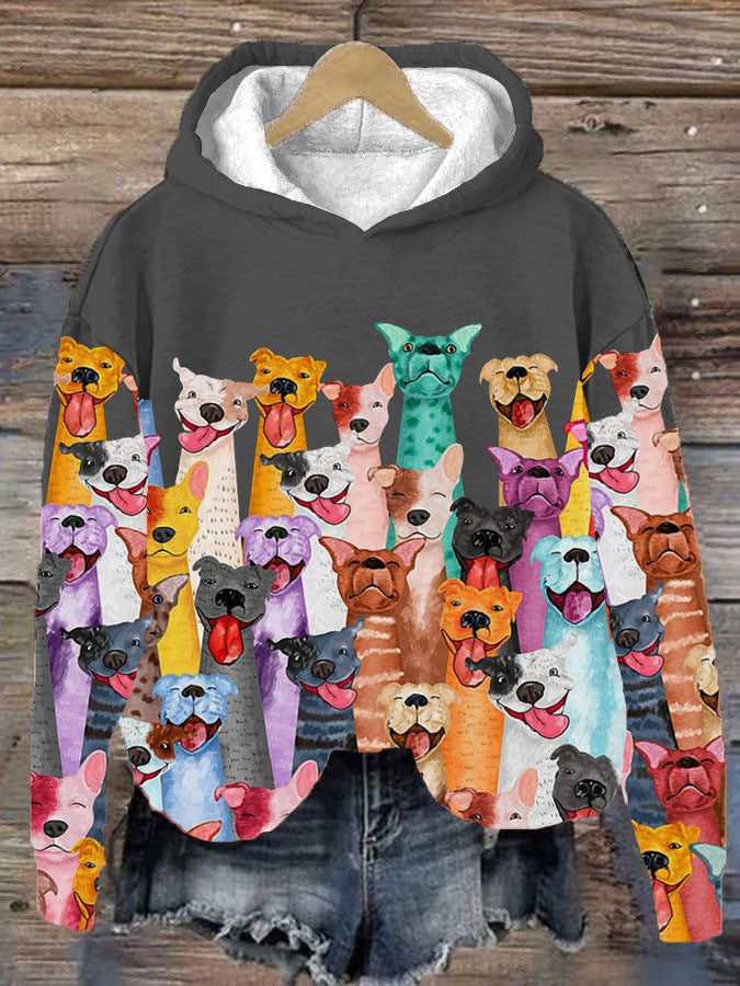 Women's colorful dog print hoodie