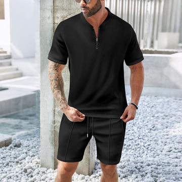 Men’s Athletic Top – Relaxed Fit – Zip Neck Short Sleeve