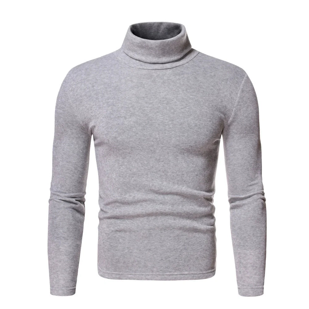 Men’s Turtleneck T-Shirt – Slim Fit – Stretch Cotton Blend – Long Sleeve Versatile Layer
