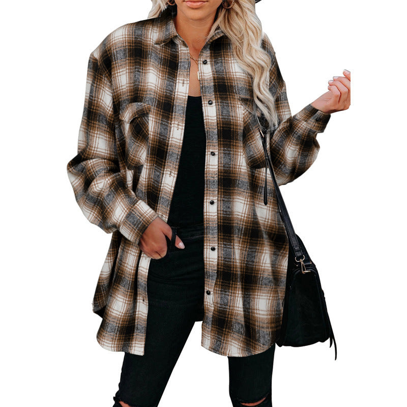 Brielle - plaid button-up long sleeve shacket