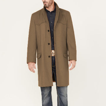 Men’s Overcoat – Tailored Fit – Wool – Notched Lapel – Knee Length – Flap Pockets