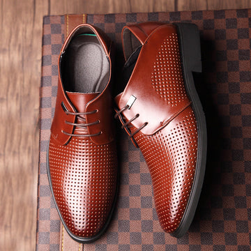 Stylish dress shoes for men with perforations