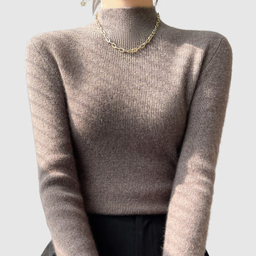 Turtleneck long sleeve knitted sweater for women