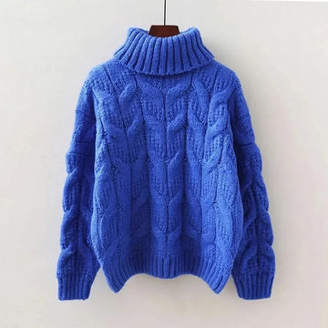 Warm and comfortable sweater with cable knit details for women