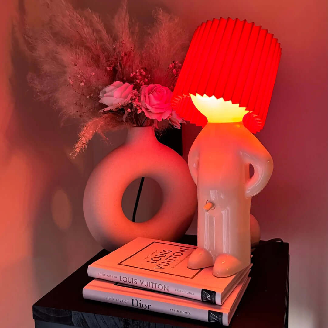 Glazed Ceramic Pleated Shade Table Lamp