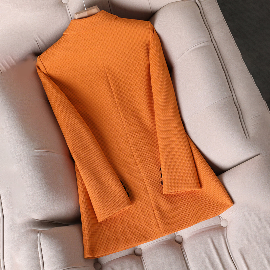 Women's Classic orange double-breasted blazer for bold elegance