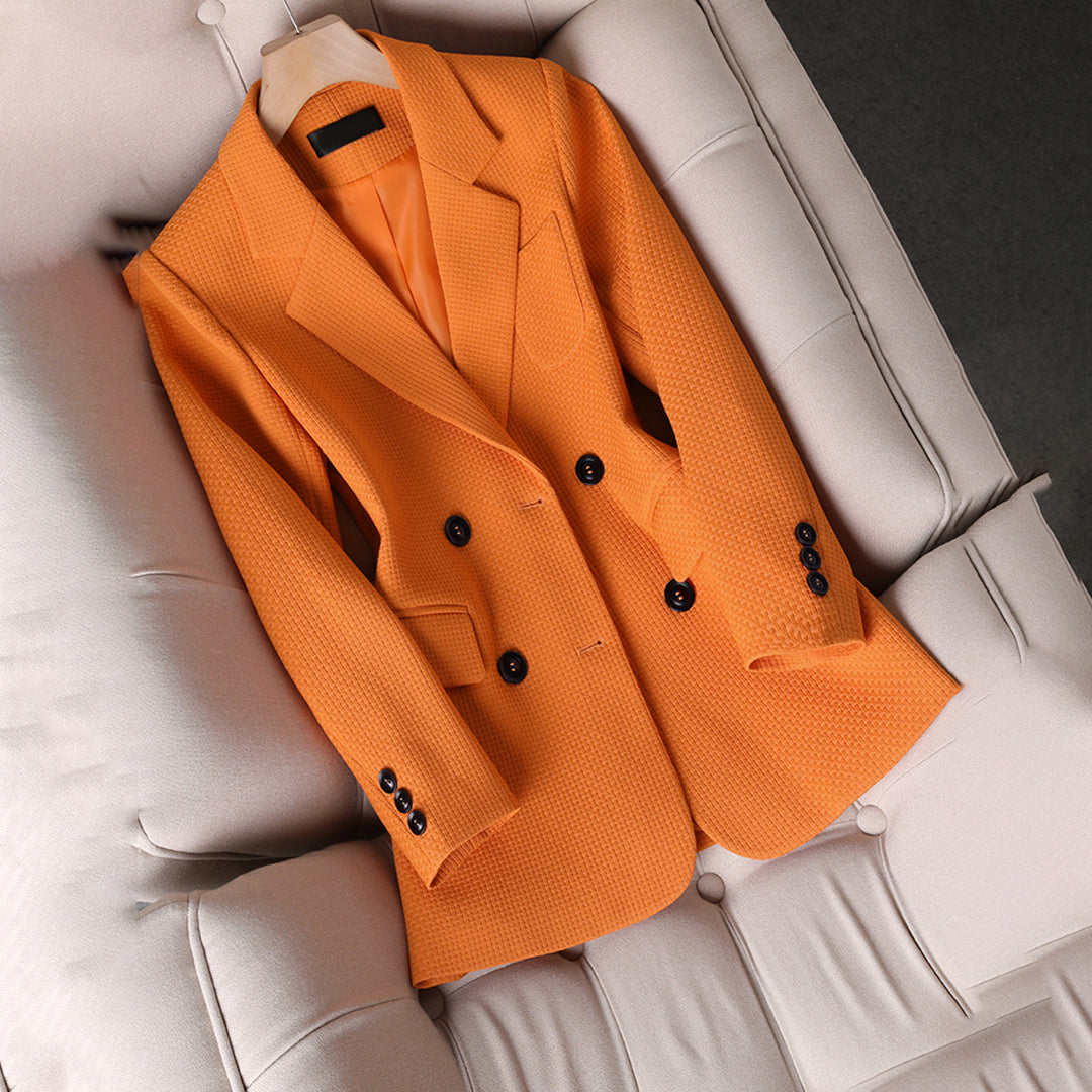 Women's Classic orange double-breasted blazer for bold elegance