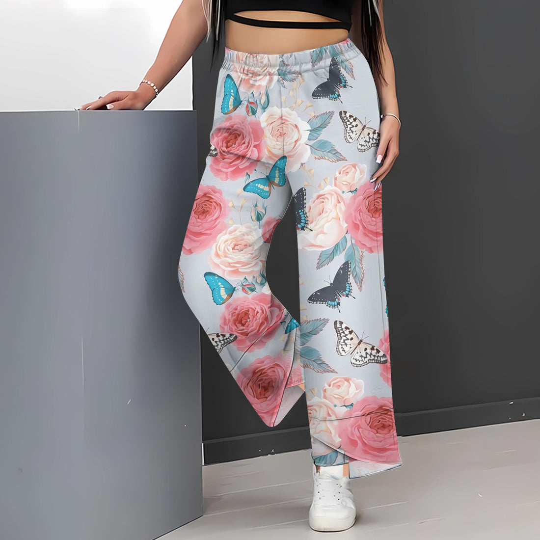 Women's colorful floral print casual loose pants