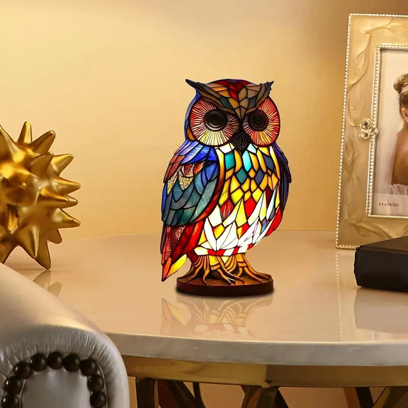 Stained Glass Owl Table Lamp