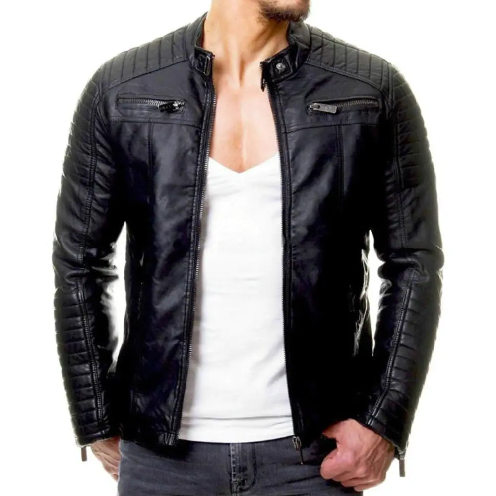 Men's classic faux style leather jacket