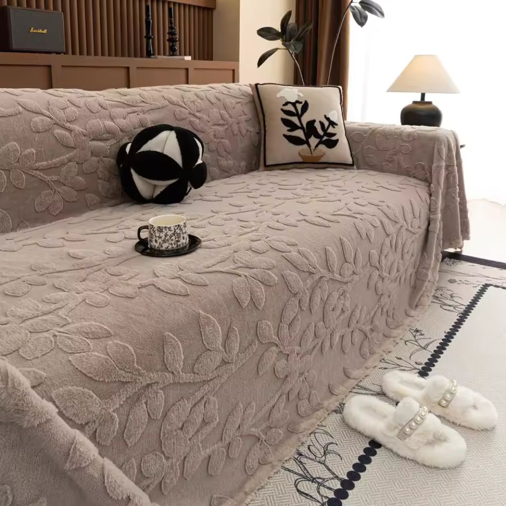 Minimalist Embossed Microfiber Sofa Cover