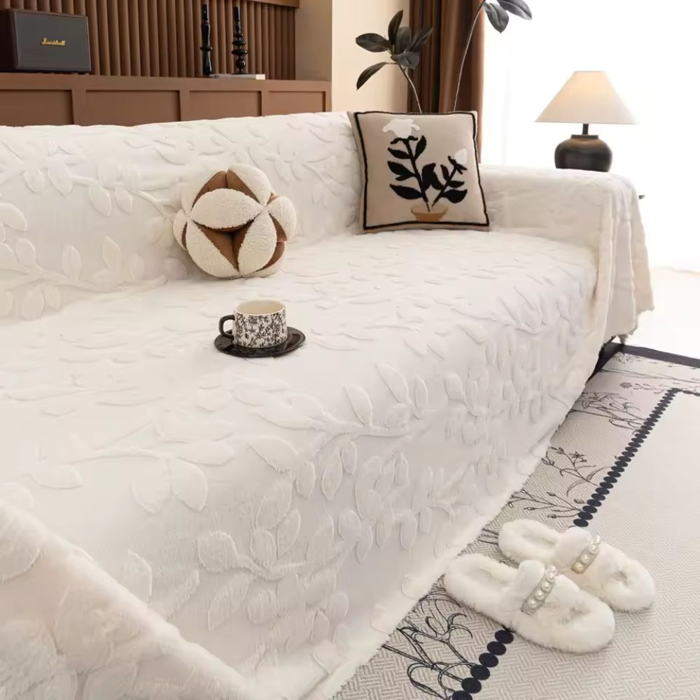 Minimalist Embossed Microfiber Sofa Cover