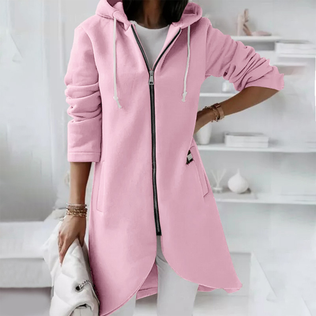 Women's long zip-up hoodie