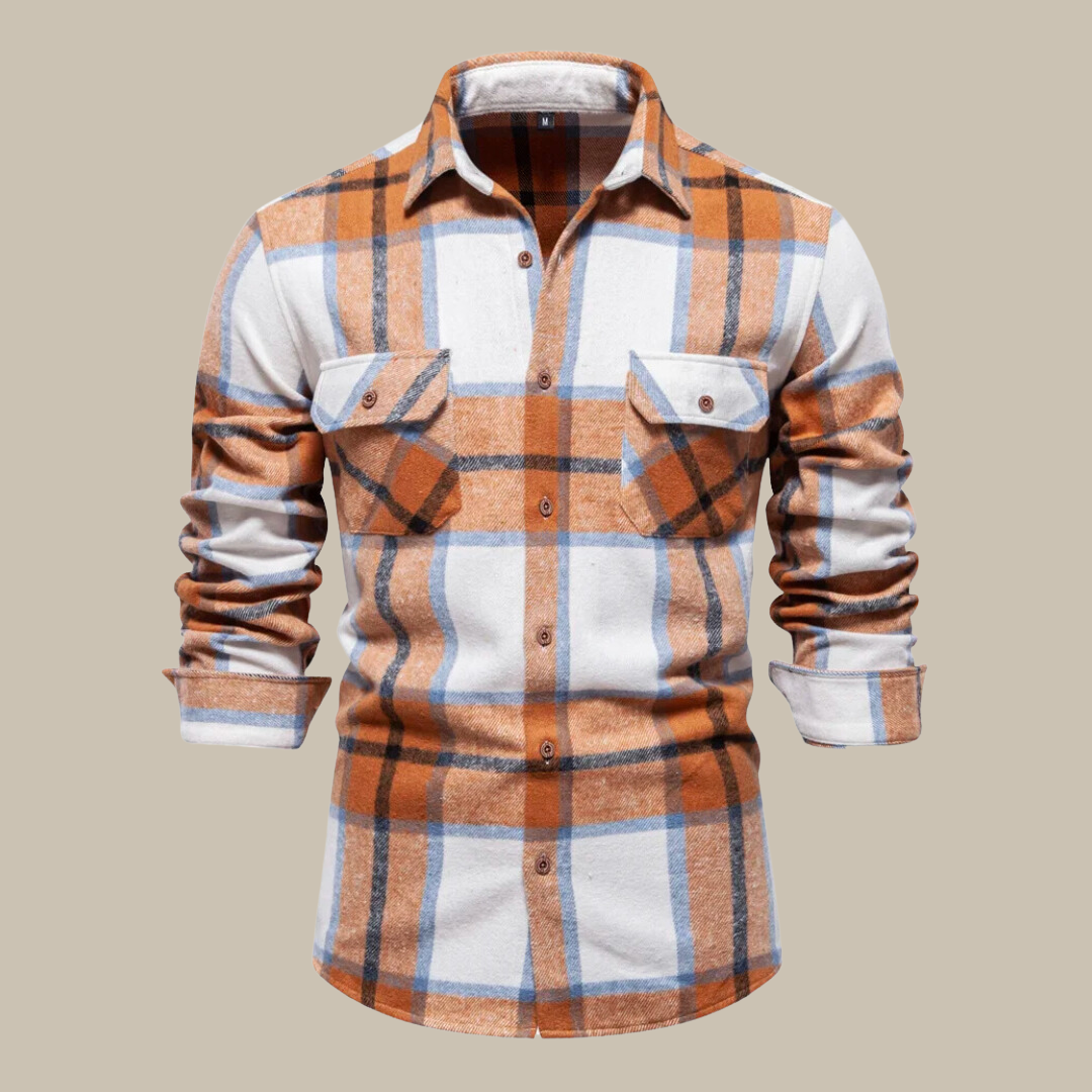 Men's casual long sleeve checkered shirt