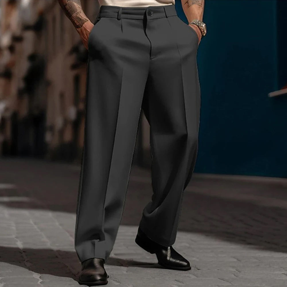 Men's high-waisted pleated pants