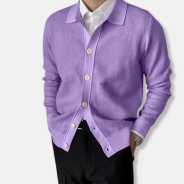 Oliver Wool Collared Cardigan | Button Front Hip-Length Cardigan