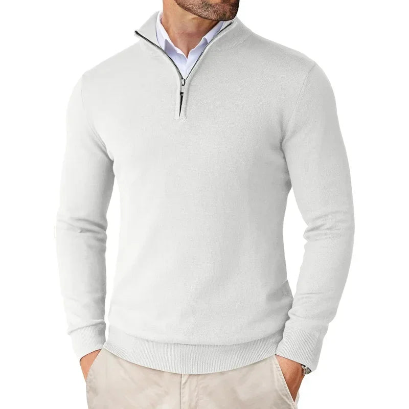 Men’s Pullover – Cotton Blend – Regular Fit – Zip Collar – Ribbed Cuffs and Hem