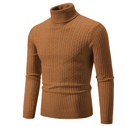 Men's classic cable knit turtleneck sweater