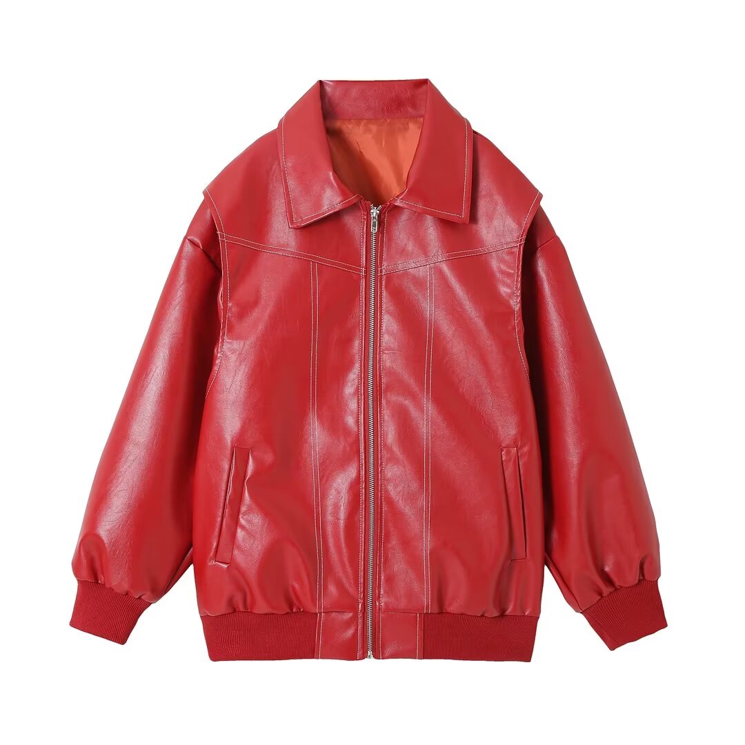 Women's faux leather bomber jacket