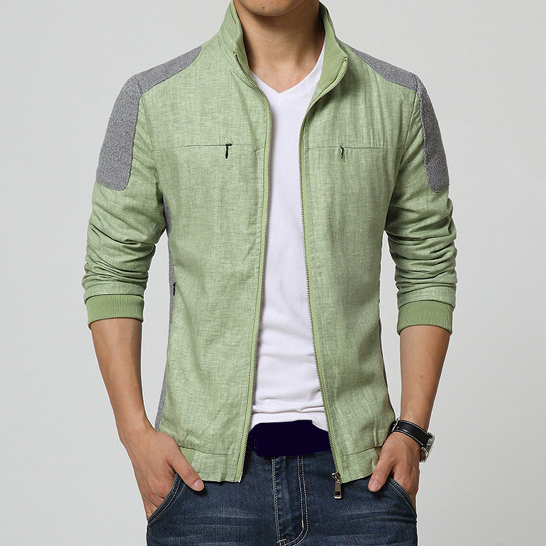 Men's modern zip-up jacket with textured shoulder design