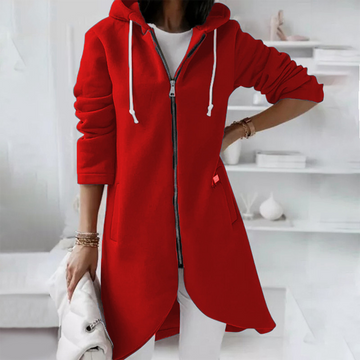 Women's long zip-up hoodie