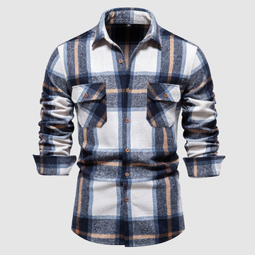 Men’s long sleeve classic autumn plaid shirt