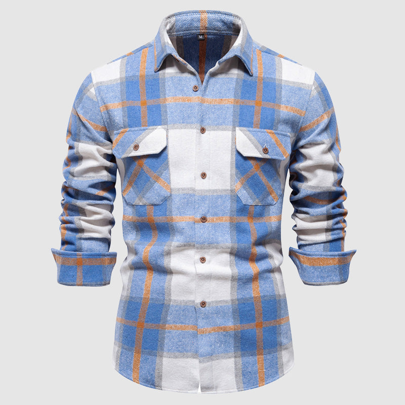 Men’s long sleeve classic autumn plaid shirt