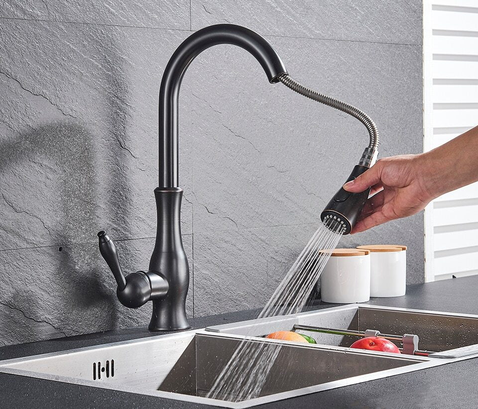 Minimalist High-Arc Single-Lever Pull-Down Kitchen Faucet