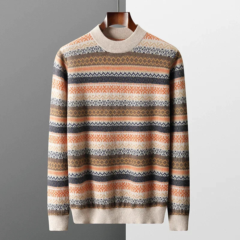 Men's retro knitted sweater with jacquard pattern