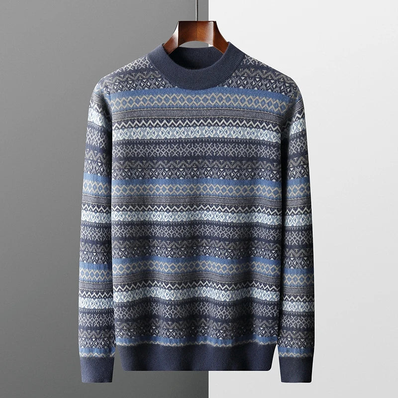 Men's retro knitted sweater with jacquard pattern