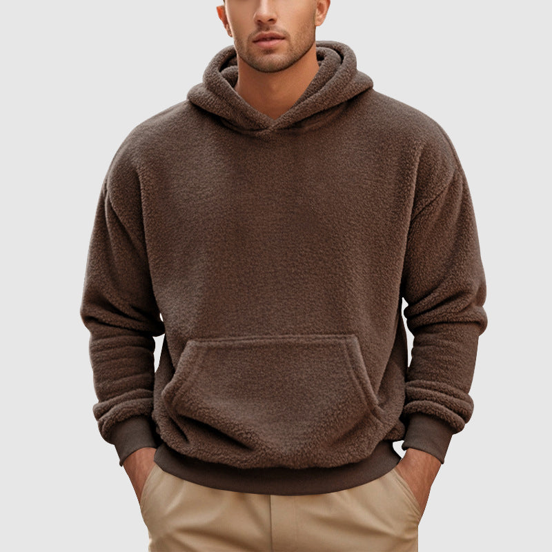 Men’s Fleece Pullover Hoodie – Relaxed Fit – Kangaroo Pocket – Ribbed Trim
