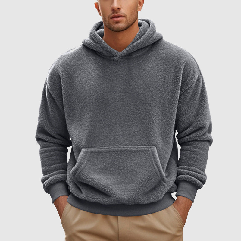 Men’s Fleece Pullover Hoodie – Relaxed Fit – Kangaroo Pocket – Ribbed Trim