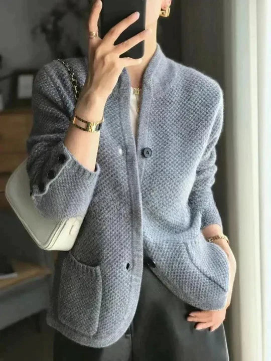 Women's cozy wool button cardigan for elegant layering