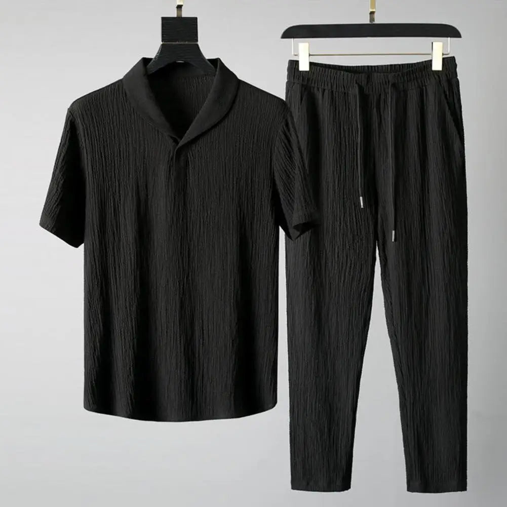 Men's casual short sleeve shirt and pants set