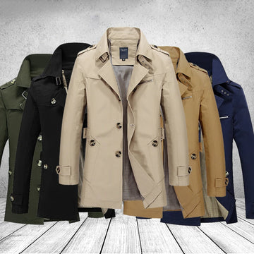 Men's autumn/winter trench coat with lapel collar