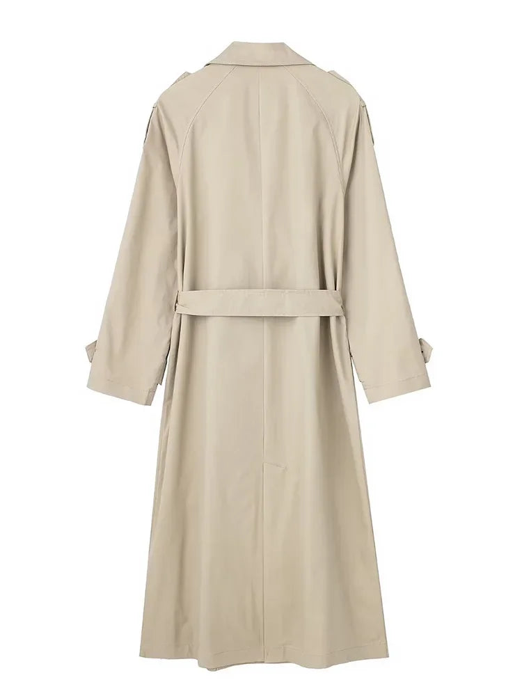 Women's long coat with belt