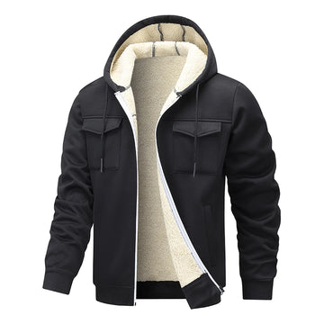 Casual hooded jacket with multiple pockets for men