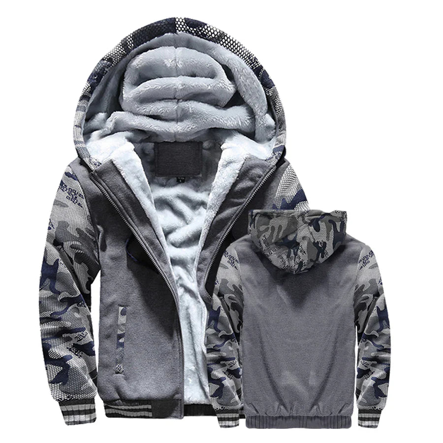 Men's fleece-lined camo hoodie for cozy casual wear