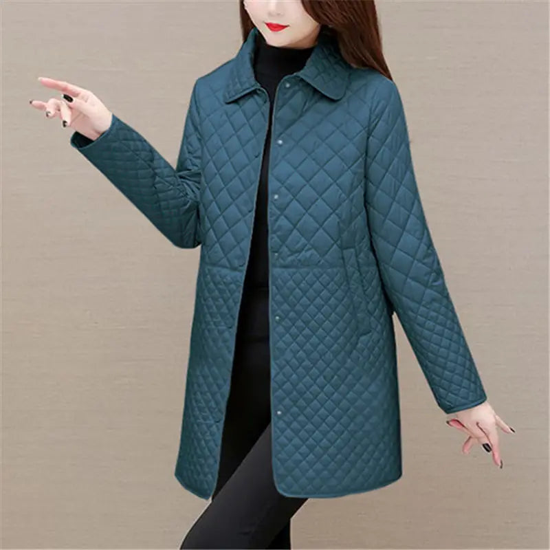 Women's autumn winter plaid quilted coat